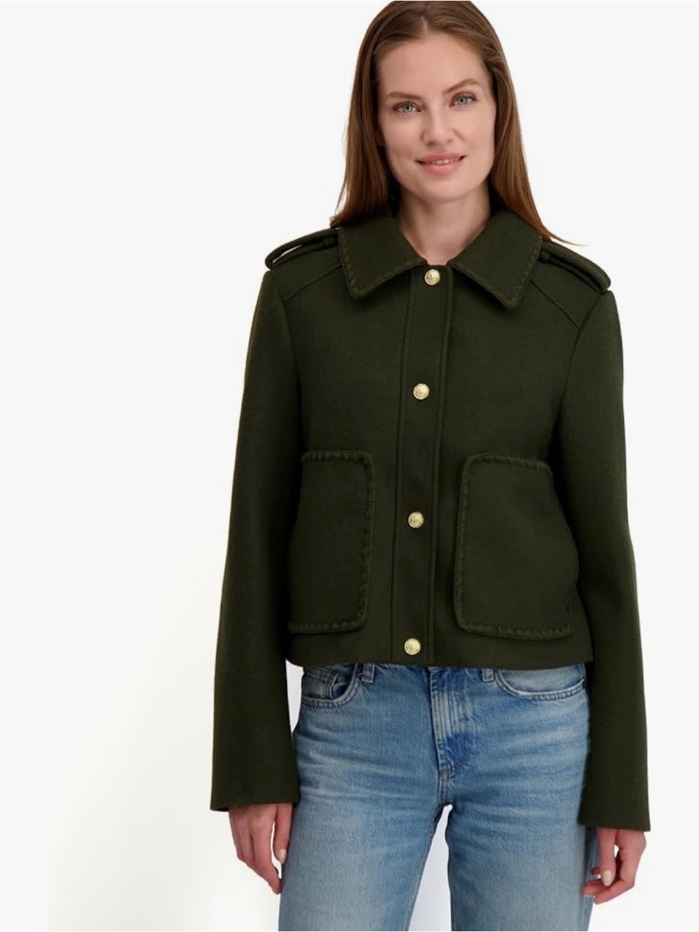 LAUNDRY Olive Green Military-Style Jacket